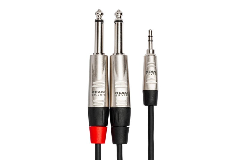 Hosa هوسا HMP-006Y برو ستيريو بريك آوت، REAN 3.5 مم TRS إلى مزدوج 1/4 بوصة TS، 6 أقدام - Image 3
